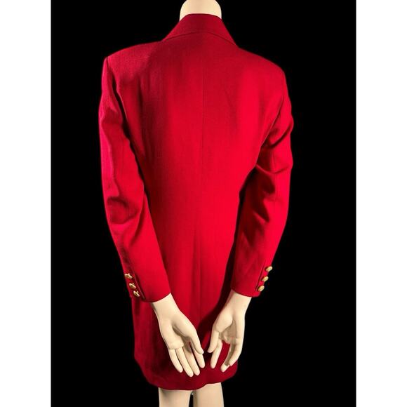VTG 100% Wool Jacket Dress Women’s 10 Gold Anchor Buttons Red Dress Career - Picture 2 of 10